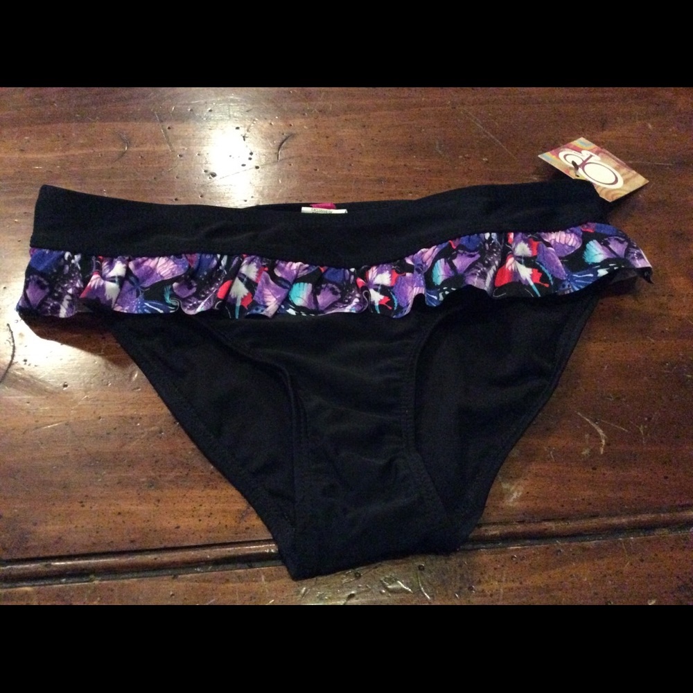 OP junior S 3-5 black ruffle scoop swimsuit bottom